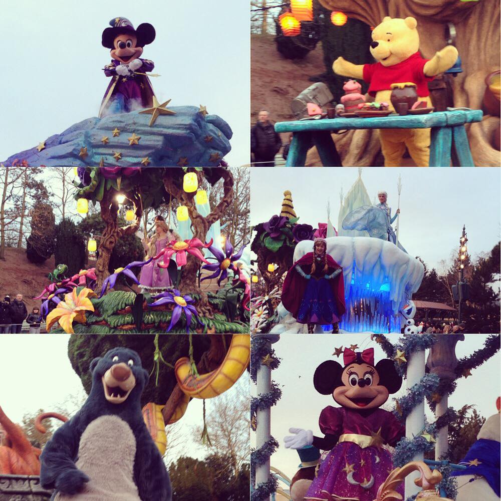 8 Reasons why Disney is not just for kids. Several Disney Parade Floats including Minnie Mouse, Winnie the Pooh, Anna and Elsa from Frozen, Rapunzel from Tangled and Baloo from Jungle Book