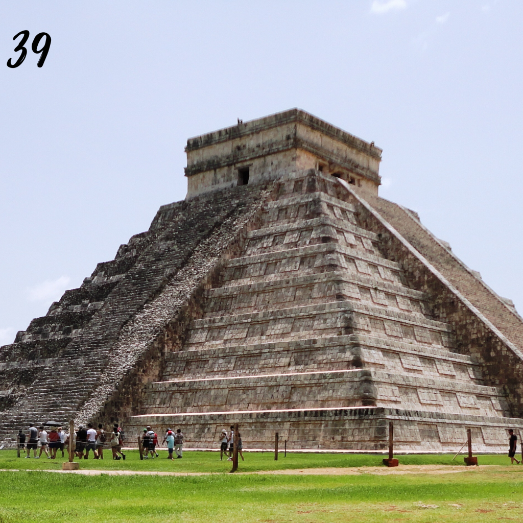 Number 39. Chichen Itza large ancient stone step pyramid.