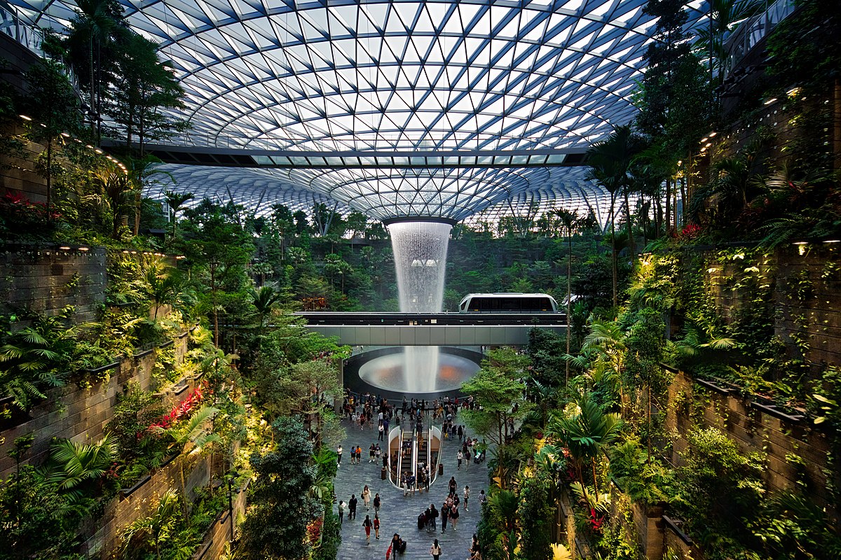 Countries in need: The Rain Vortex waterfall inside Changi Airport